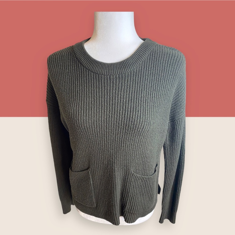 9. 💚 GUC MADEWELL PATCH POCKET SWEATER SZ XS OLIVE GREEN